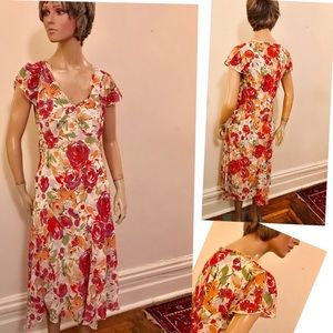 80's Marks ans Spencer floral Flapper style dress